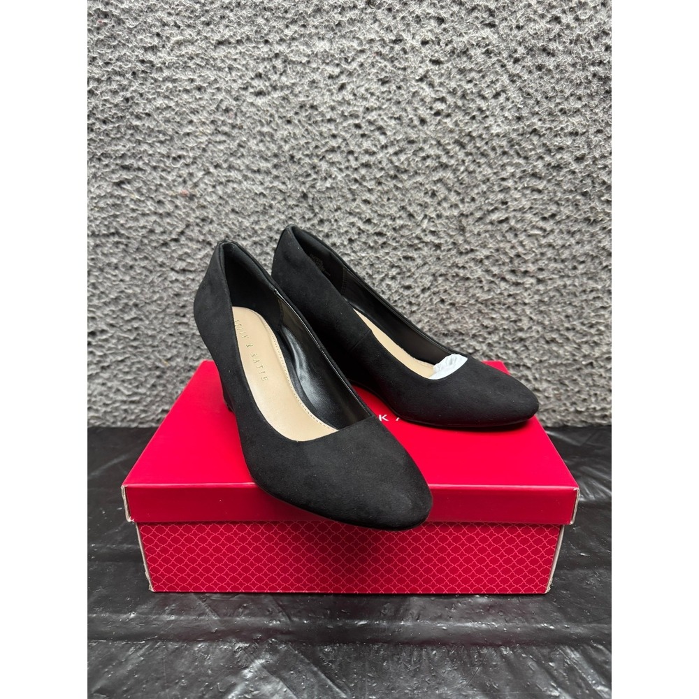 Kelly & Katie Stefia Microsuede Wedge Slip On Pumps‎ Black Womens Size 7M US